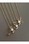 Steel Flower Detailed Letter a Necklace - 4