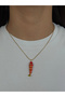 Steel Red Fish Necklace