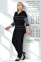 Women's Plus Size Viscose Summer Spring Thin Knitted Silver Glitter Detailed V-Neck Black Mother Blouse - 3