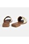 Women's Beige Leather Slippers with Metal Buckle Accessories - 6