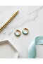 Women's Hoop Earrings with Zircon Embellished and Turquoise Enamel - 5