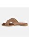 Women's Gold Stone Detailed Leather Slippers - 3