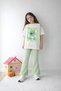 Girl's Full-Fit Top Oversize Cute Design with Six Leggings 38 Top and Bottom Set