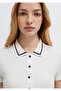 Button Detailed Ecru Polo T-Shirt Fitted / Bodycon Cut 1613944-70057 - 6