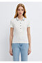 Button Detailed Ecru Polo T-Shirt Fitted / Bodycon Cut 1613944-70057 - 3