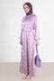 Printed Satin Dress with Binding Detail 42728 - 2