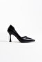 Women's Black Leather Heeled Shoes Tr08Ms45N