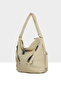 Cream Women's Soft Textured Double Cross Zipper Strap and Back Bag M000008642 - 2