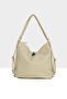 Cream Women's Soft Textured Double Cross Zipper Strap and Back Bag M000008642 - 3