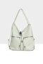 White Women's Soft Textured Handbag with Detailed Straps and Loose Back Strap M000008748