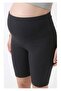 Women's Black Ribbed Above-Knee Biker Maternity Leggings High Waist Adjustable & Stretchy - 5