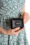 Women's Black Hand and Shoulder Bag with Three Compartments and Black Wallet Card Holder - 8