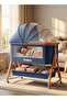 3 in 1 Baby Cradle,Baby Bedside Crib With 6 Height Adjustable Baby Bed, Foldable Bassinet (Navy)