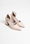 Beige Patent Leather Women's Heeled Shoes Tr08Ms11B - 2