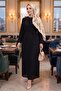 Belted Lined Chiffon Dress 1690 - Black