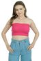 Women's Pink Corded Strapless Crop Bustier Casual & Stylish Top Stretchy Fabric