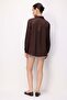 4815 Women's Satin Kraş Shirt Brown - 6