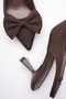Brown Bowknot Kitten Heel Slingback Women's Shoes - 2