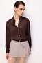 4815 Women's Satin Kraş Shirt Brown - 4