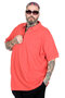 Mode XL Large Size Polo Zipper T-Shirt 25550 Coral - 2