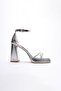 Women's Silver Heeled Sandals Tr12My01E - 3