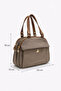 Women's Mink-Tan Buzzy Leather Multi-Compartment Column Strap Hand and Shoulder Zippered Daily Crossbody Bag - 5