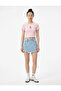 Cotton Button Detailed Pocketed Asymmetrical Mini Denim Shorts Skirt - 2