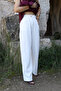 White Gold Button Detail Pleated Palazzo - 2
