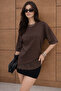 Brown Modal Fabric Lace Detailed Soft Loose Cut Women's Blouse 0086 - 3