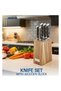 6-Piece Knife Set with Wooden Block Stainless Steel Kitchen Knives Set - 3