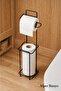 Decorative Pedestal Spare Toilet Paper Holder Black - 5
