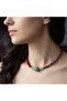 Red Crystal Necklace with Green Natural Stone Handmade Bijouterie Gift Women's Accessory