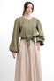 Molly Nelly Women's Tie-Up Balloon Sleeve Shirt