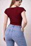 Women's Double Breasted Collar Draped Short Sleeve V-Neck Stretch Fabric Casual Stylish Blouse 202 - 4