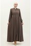 Lace detailed mevlana abaya 5069-08 milky coffee