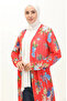 كارديجان طويل منقوش 8636-01 باللون الأحمر المرجاني - 3