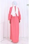 Full-length button-up elastic sleeve abaya 2124-05 pomegranate flower - 5