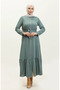 Gathered hem belted abaya 0703-01 green green