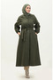 Hidden button cashmere coat 3200-05 khaki - 2