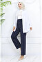 Wide leg trousers 4001-02 navy blue