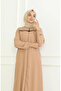 Zippered Robe with Elastic Sleeves 0475-02 Milk Coffee - 4