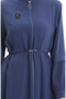 Large Size Sleeve Pleated Lace up Ferace 6194-04 Indigo - 4
