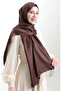 Long fringed viscose shawl 70331-13 bitter brown