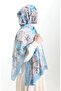 Hanzade French Silk Shawl 70330-02 Blue Brown - 4