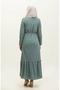 Gathered hem belted abaya 0703-01 green green - 5