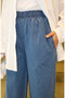 Elastic Waist Tassel Trim Denim Pants 2211-03 Blue - 5