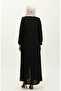 Pleated Zippered Abaya 5004-01 Black - 5