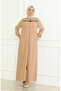 Zippered Robe with Elastic Sleeves 0475-02 Milk Coffee - 3
