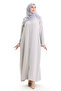 Modal Fabric Hürrem Sleeve Ferace 1904-04 Gray - 2