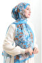 Hanzade french silk shawl 70329-01 blue milky coffee - 2